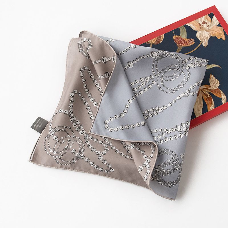 Scatola regalo in seta per donna, sciarpa in garza geometrica alla moda coreana versatile, scialle estivo con protezione solare, doppio uso_voghion.com