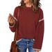 Women's Clothing Oversized Knit Sweater With Color-Block Detail – Cozy Acrylic Round-Neck Pullover For Women_voghion.com