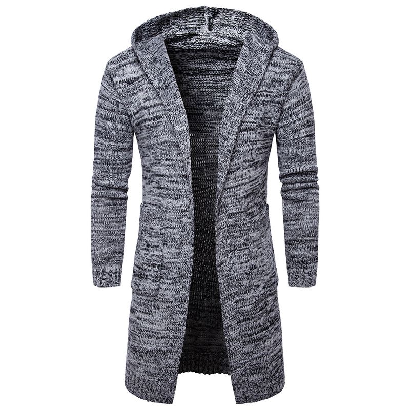 nuovo cardigan spesso con cappuccio invernale taglia europea uomo tinta unita maglione lavorato a maglia cappotto primaverile e autunnale_voghion.com