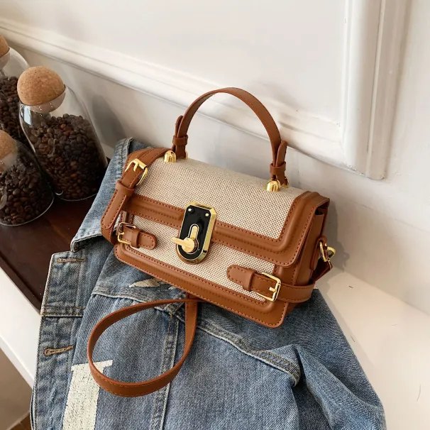 Borsa a tracolla da donna più venduta - Design vintage a blocchi di colore, borsa a tracolla boho chic con spedizione gratuita_voghion.com