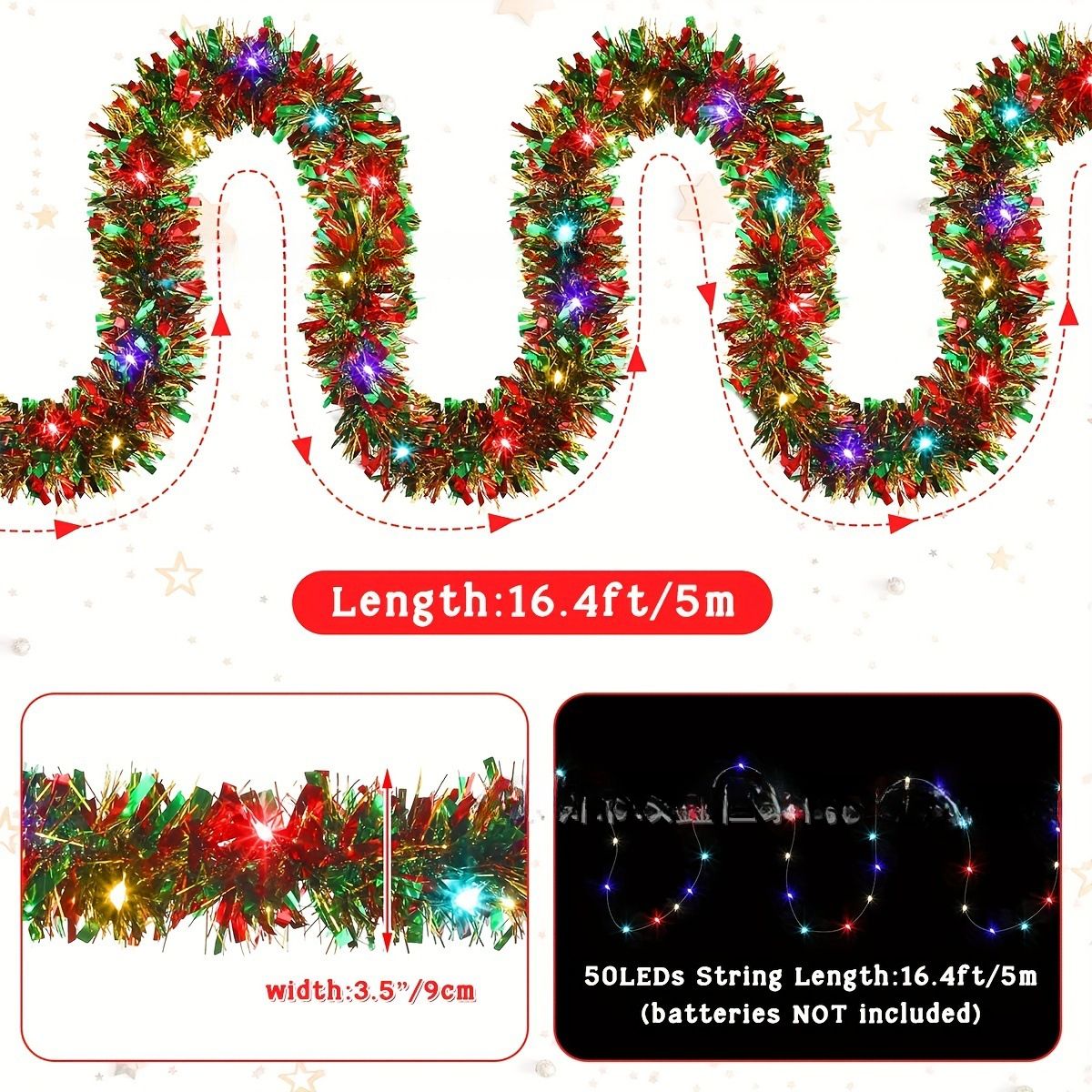 5M LED Lichter Weihnachten Glow bunte Tops Latte Streifen Weihnachtsbaum Festival Party Dekoration_voghion.com
