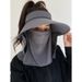 Women's With Shield, Large Brim, Open Top, Mask, Face Cover, Neck Protection, Cycling, Ice Silk Sun Hat_voghion.com