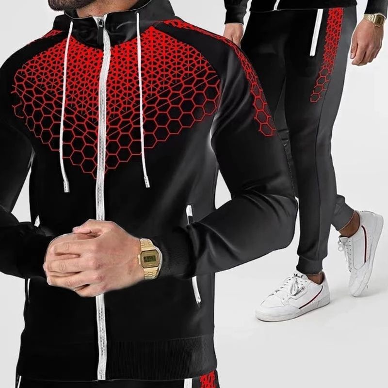 C 2023 Men's Tracksuit Casual Suit Winter New Brand Splice Jogging Suit Zipper Hoodie + Pants 2Pc Suit Men's Spor_voghion.com