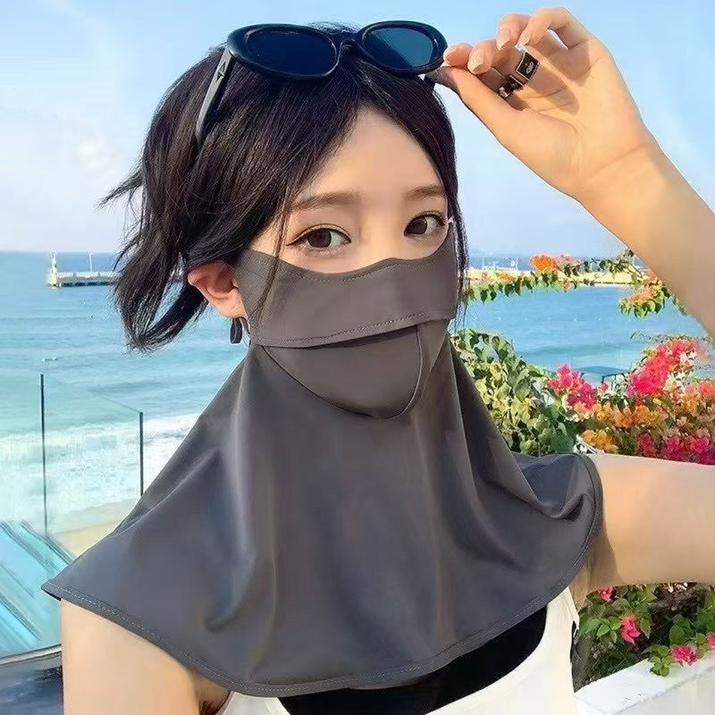 LazyZoom UPF50+ Ice Silk Sun Protection For Women, Full Cover, UV Protection, Breathable, Sunshade, Driving Face Mask_voghion.com