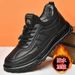 Winter Non-Slip Warm Men's Fleece-Lined Thickened Casual Elderly Soft Sole Dad's Cotton Leather Shoes Snow Boots_voghion.com