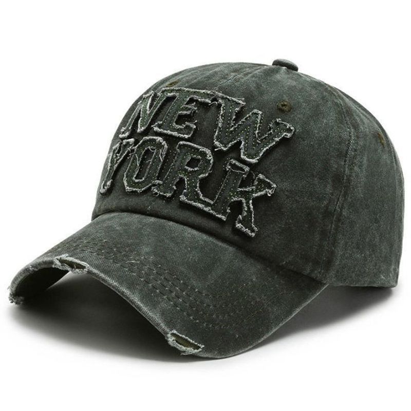 Hat Men's wash cloth letter embroidery Baseball cap American street worn cap casual Sun hat_voghion.com