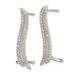 Sterling Silver Polished CZ Double Row Post & Cuff Ear Climber Earrings_voghion.com