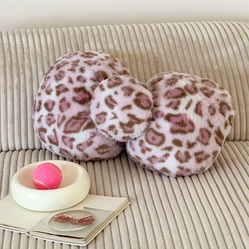 Cuscino per divano con fiocco e stampa leopardata in pelliccia di coniglio_voghion.com