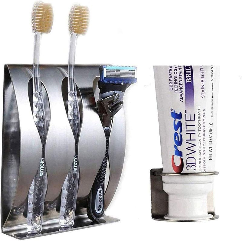 Stainless Steel Toothbrush Holder - Wall Mount_voghion.com