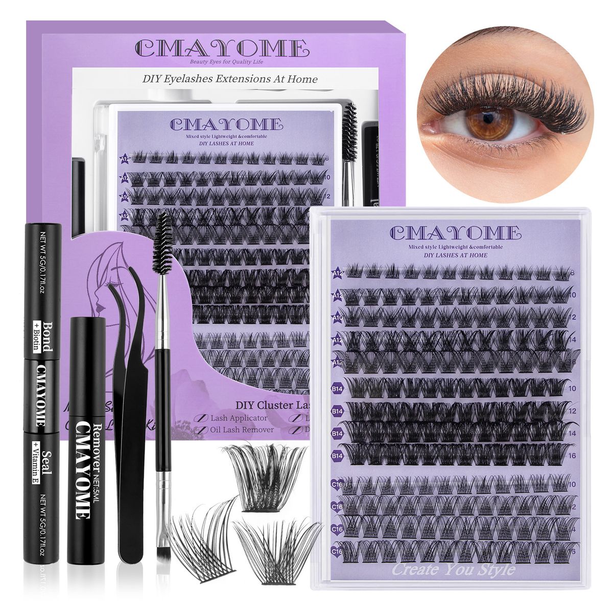 Sprzedawane za granicą, gorące pojedyncze klastry, mix i dopasowywanie, zestaw sztucznych rzęs w kształcie litery D, segmentowane, naturalne, grube rzęsy europejskie i amerykańskie_voghion.com