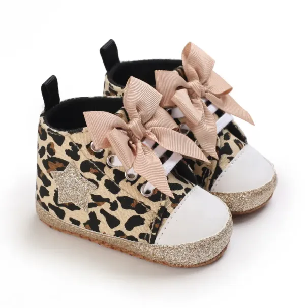 Baby Little Girls High Tops Star Sneakers Soft Anti-Slip Sole Cutefeet Infant Newborn Toddler First Walking Crib Shoes_voghion.com