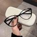 Large Cat's Eye Myopia Lenses, Women's Internet Famous Anti-blue Light Flat Lenses, Korean Style Plain Frame_voghion.com