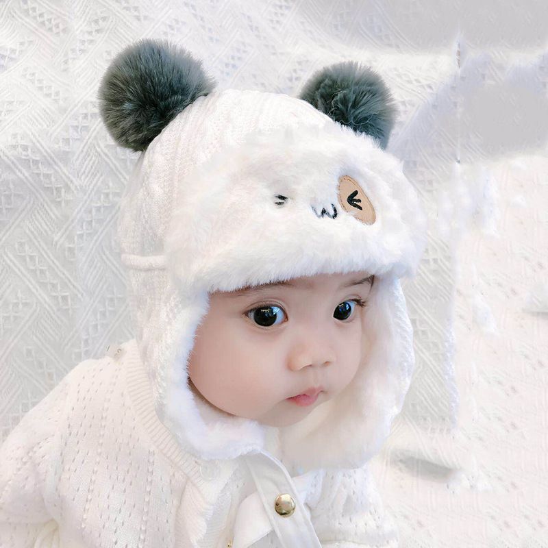 Cute Baby Plush Hat Autumn Winter Warm Cap Infant Boys Girls Bonnet Cartoon Solid Kids Warm Earflap Hat Toddler Accessories_voghion.com