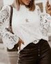 Top da donna in pizzo a maniche lunghe con collo alto_voghion.com