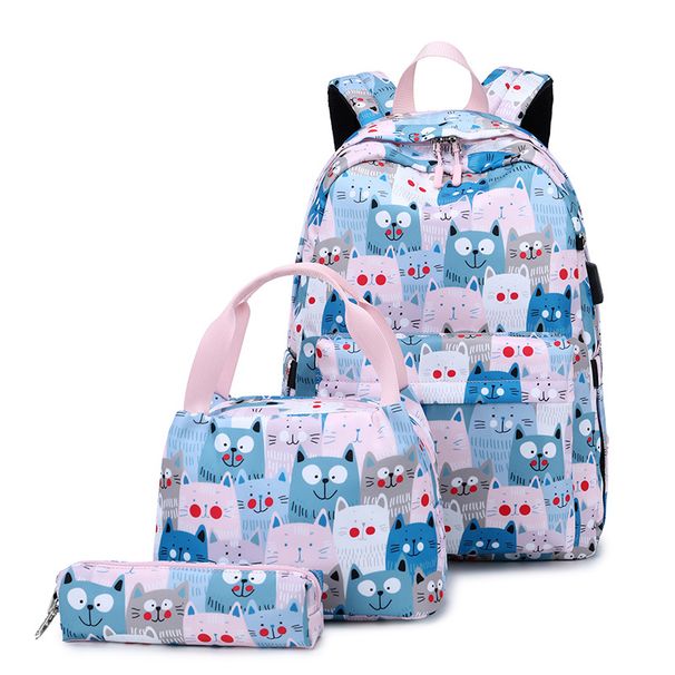 Women's Bags Backpack For Women Style Large Capacity Casual Backpack Three Piece Set For Female Middle School Students Schoolbag Computer Backpack_voghion.com