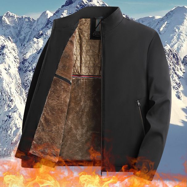 Herren-Baumwolljacke mit Fleecefutter und Graphen-Heizung – warmer, dicker, lässiger Wintermantel für Führungskräfte mittleren Alters und Senioren (Khaki/Schwarz/Marineblau)_voghion.com