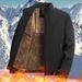 Herren-Baumwolljacke mit Fleecefutter und Graphen-Heizung – warmer, dicker, lässiger Wintermantel für Führungskräfte mittleren Alters und Senioren (Khaki/Schwarz/Marineblau)_voghion.com
