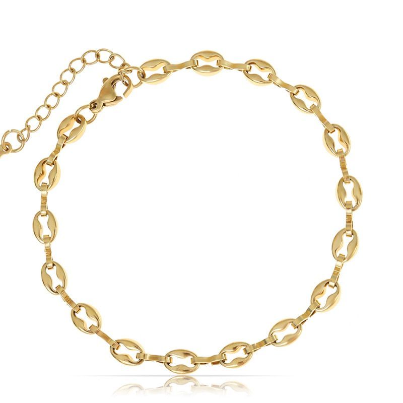 Pulsera de acero inoxidable chapada en oro y titanio con diseño de hip-hop estilo INS, con elementos geométricos y cadena simple._voghion.com