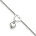 Sterling Silver Rhodium-plated Heart Dangle Charm 9in W/1in Ext Anklet_voghion.com