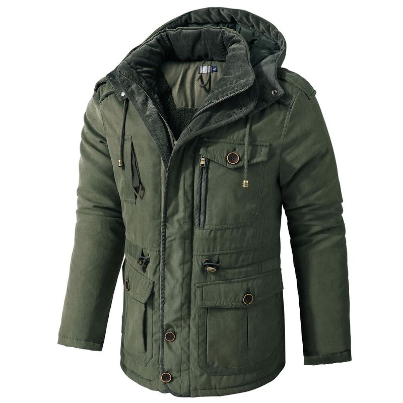 Abbigliamento maschile Taglie USA da uomo taglie grandi, medie e lunghe, cappotto in velluto spesso di cotone per esterni, protezione da temperature sotto lo zero, cappotto caldo di cotone_voghion.com