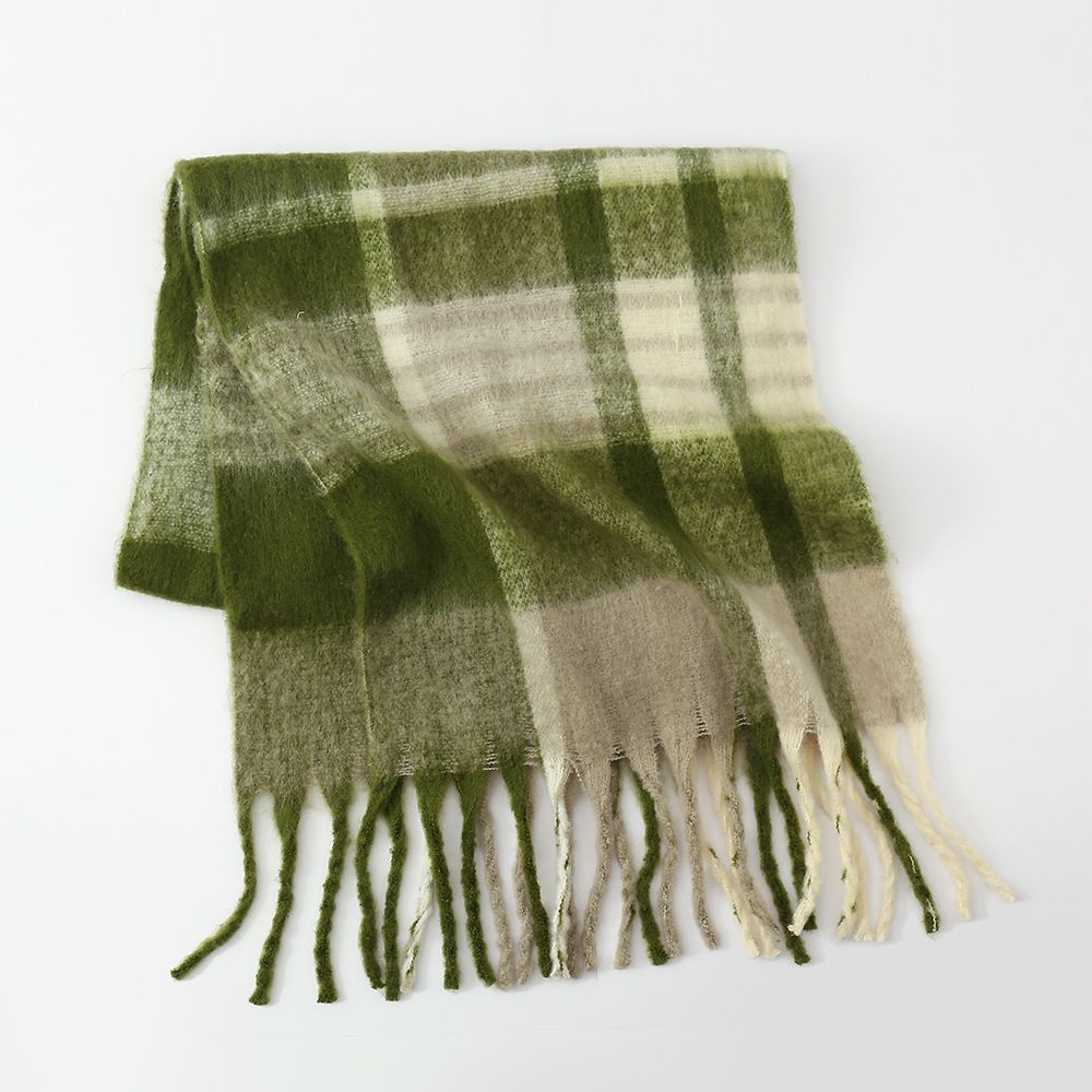 New Foreign Trade Plaid Scarves For Women's Mohair Autumn And Winter Warm Men's And Women's Scarves_voghion.com