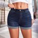 Denim Shorts For Women - High Stretch Vintage Washed Jeans Shorts With Roll-Up Hem, Mid Waist Comfort Fit, Summer Casual Streetwear_voghion.com