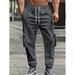 Herren Retro Freizeithose – Lockere Passform Gerade Beinhose mit Kordelzug in der Taille (Schwarz, Grau, Beige, Marineblau, Rot, S-XXXL)_voghion.com