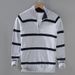 Men's Clothing Half Zip Collar Sweater Men's Autumn And Winter Trend Retro College Style Striped Contrast Color High Collar Sweater_voghion.com