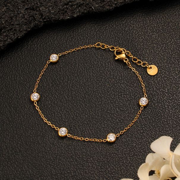 Ensemble de bijoux pour femmes, design de niche tendance, collier et bracelet en diamant, chaîne fine et simple en acier inoxydable, bracelet léger de luxe haut de gamme_voghion.com