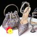 Scarpe alla moda classiche con punta argentata per le donne, con tacco a calice di vino, borsa a secchiello con diamanti colorati, taglia grande 41 42 43_voghion.com