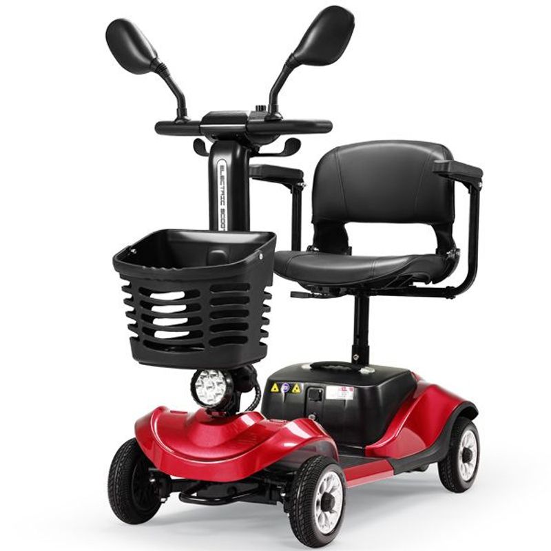 Foldable Electric Mobility Scooter With Light And Basket – Compact 4-Wheel Travel Wheelchair For Easy Mobility And Perfect Christmas Gift_voghion.com