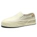Pure White Men's Spring New Thick-Soled Sneakers Genuine Breathable Slip-On Lazy Loafers Casual Leather Shoes_voghion.com