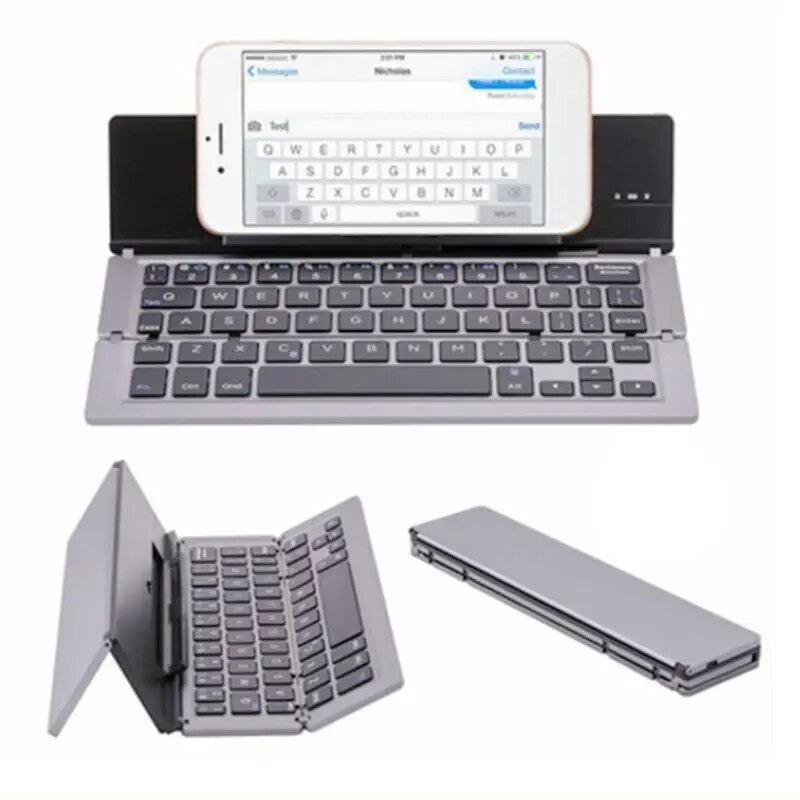 Portable Mini Wireless Bluetooth-compatible Folding Keyboard Aluminum Alloy Foldable Keypad_voghion.com