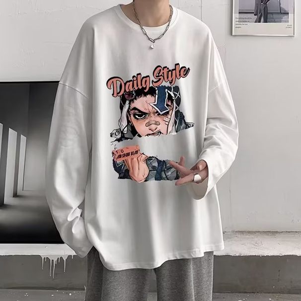 Long Sleeved T-Shirt For Boys In Spring Autumn Round Neck Fashion, Casual And Versatile, Handsome Base Shirt, Loose_voghion.com