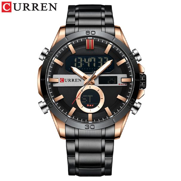 Men's Digital Analog Sports Watch With Waterproof Functionality, Round Dial, Quartz Movement, Alloy Strap For Business And Casual Wear_voghion.com
