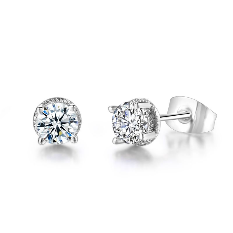 Orecchini unisex alla moda semplici in rame intarsiato con zircone placcato oro rosa a caldo_voghion.com