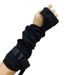 Black Fingerless Women Half Finger Gloves Spring Autumn Workwear Style Webbing Buckle_voghion.com