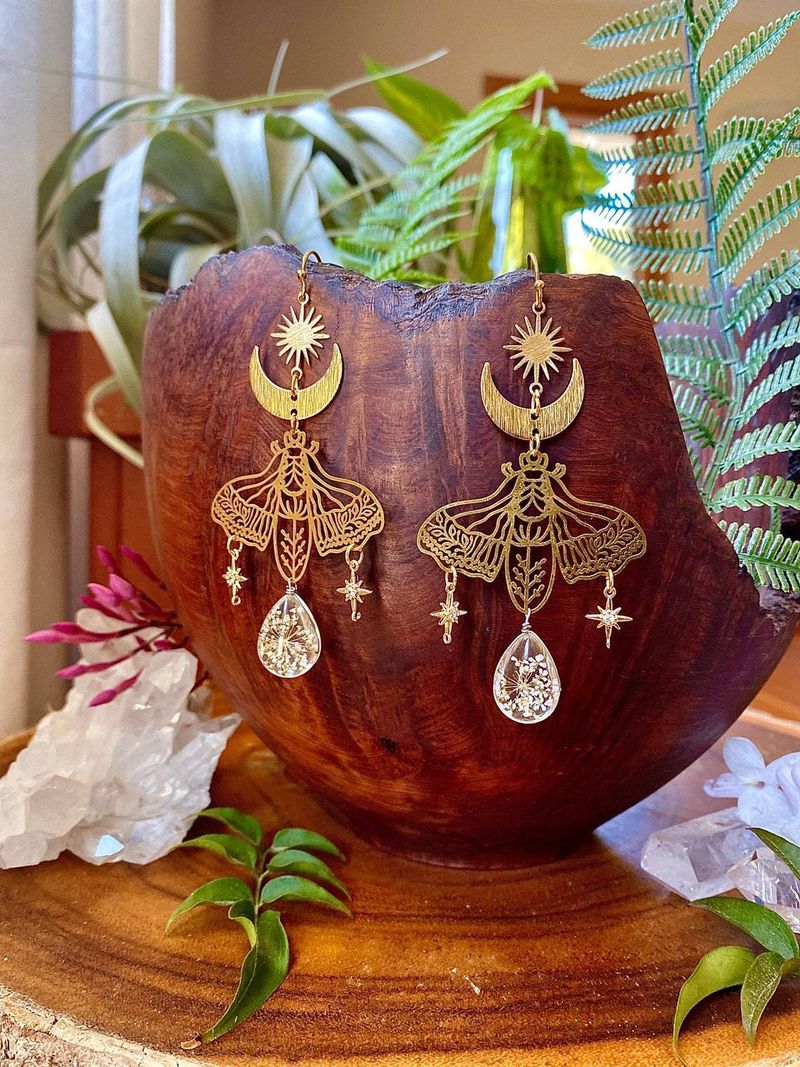 Orecchini in vendita calda placcati in oro sole e luna falena orecchini pendenti in cristallo trasparente gioielli regali alla moda e squisiti_voghion.com