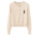 Cardigan lavorato a maglia con ricamo orso da donna, top a maniche lunghe sottile e versatile_voghion.com