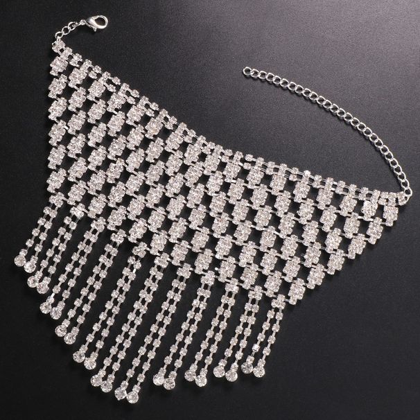 Exaggerated Multi-Row Mesh Rhinestone Back-of-Hand Chain Jewelry Personality Fashion Super Shiny Tassel Full Diamond_voghion.com