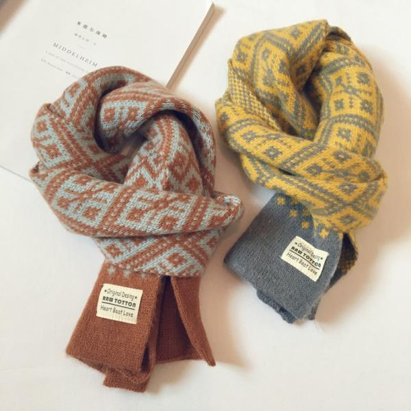 Trendy hot explosive boys and girls small flowers knitted wool children's scarves fall and winter baby warm scarf_voghion.com
