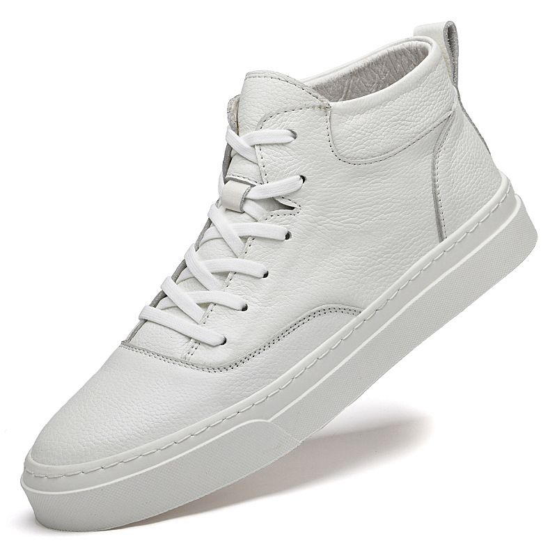 Men's Shoes Medium Top Board Shoes White Shoes Casual Shoes Sports Shoes Men's Medium Tube Handmade Short Boots_voghion.com