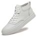 Men's Shoes Medium Top Board Shoes White Shoes Casual Shoes Sports Shoes Men's Medium Tube Handmade Short Boots_voghion.com