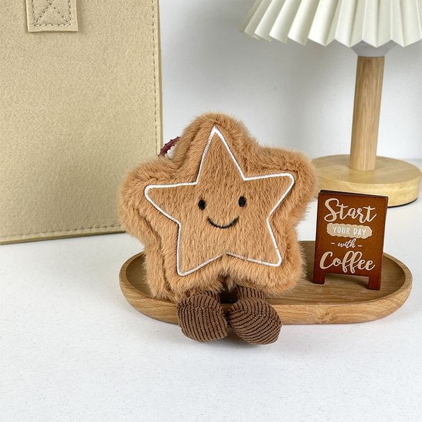 British Fun Star Biscuit Doll Christmas New Five Pointed Star Plush Soothing Doll Key Chain Bag Pendant_voghion.com