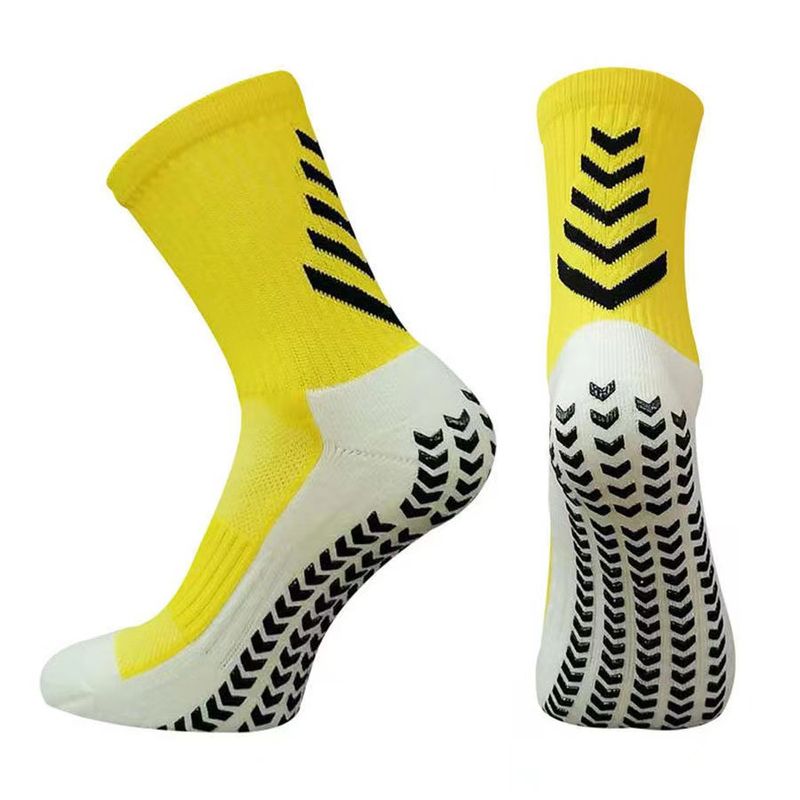 Meias masculinas de futebol, meias esportivas masculinas de cano médio, meias de corrida, antiderrapantes de silicone, com fundo grosso de toalha, resistentes ao desgaste e absorventes de suor_voghion.com