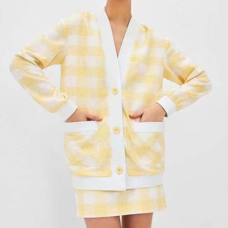 Pull veste automne hiver nouveau cardigan tricoté pour femme robe ample deux pièces_voghion.com