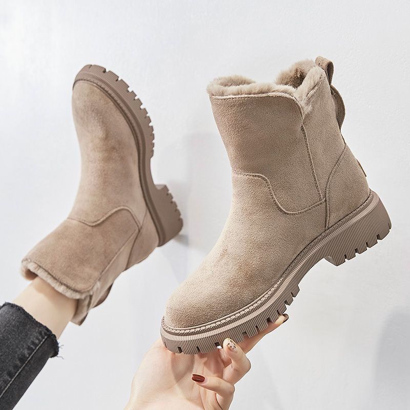 Women's High-Top Winter Snow Boots With Side Zipper & Faux Fur Lining, Warm Slip-Resistant Casual Boots For Cold Weather Short Boots_voghion.com
