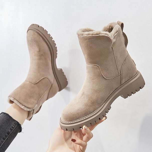 Women's High-Top Winter Snow Boots With Side Zipper & Faux Fur Lining, Warm Slip-Resistant Casual Boots For Cold Weather Short Boots_voghion.com