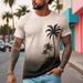 Fornitura transfrontaliera di maglietta a maniche corte in stile hawaiano con albero di cocco per uomo, estiva, con stampa sfumata, stile spiaggia, casual, a maniche corte, da uomo_voghion.com
