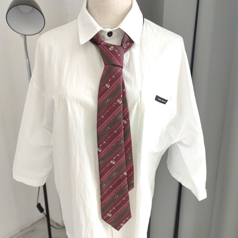 JK Small Items Handmade Tie For Women Music Cat Star Uniform Accessories Shirt Matching Striped Student_voghion.com